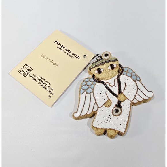 Vtg St Andrews Ceramic Pottery Medical Professional DOCTOR ANGEL Ornament Plaque - Picture 1 of 4